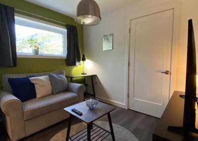 seating area with sofa and coffee table